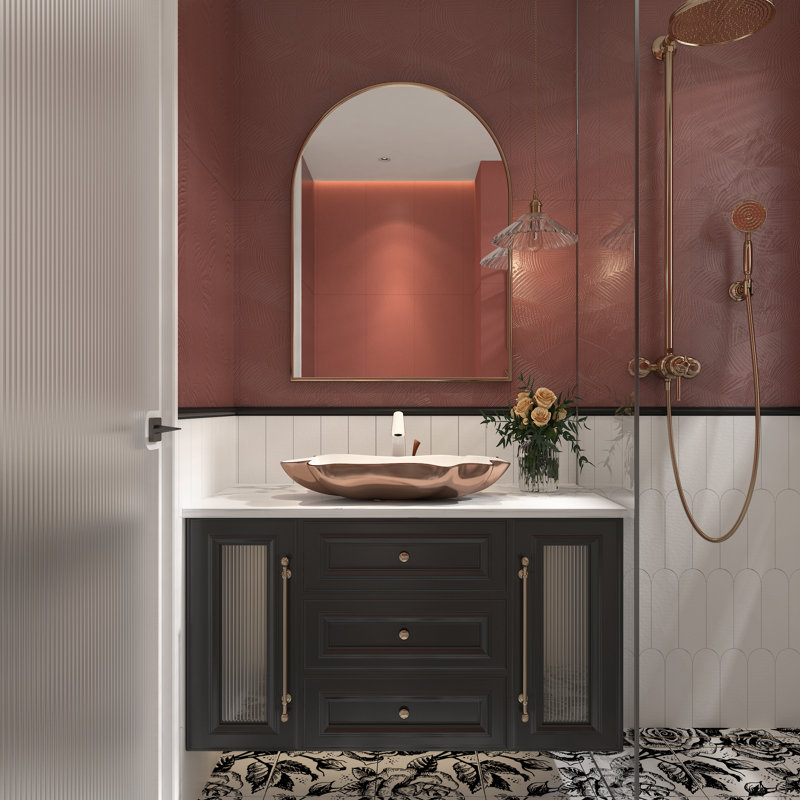 MEJE 24-Inch Unique Lotus Leaf Flower Shape Bathroom Vessel Sink, Above Counter Porcelain Ceramic Vessel Vanity Sink, Art Basin (Include Pop Up Drain)