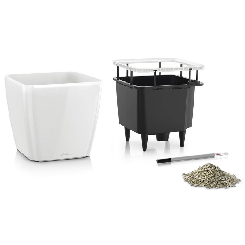 Quadro Premium Pot Planter, White, 26cm H x 28cm W x 28cm D