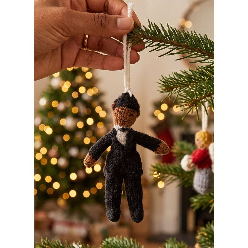 Hand-Knit Groom Hanging Figurine Ornament