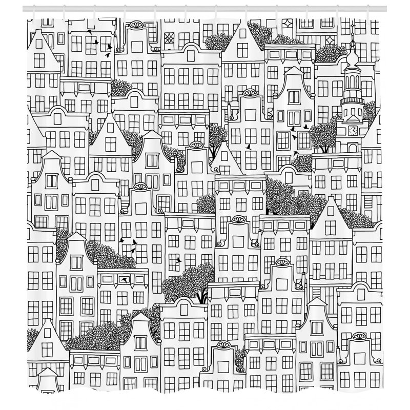 Shower Curtain with Hooks Included, 69" H x 105" W