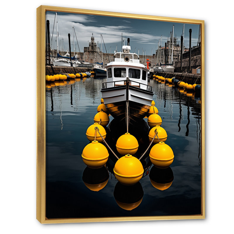 Port Wharf Reflections I - impression, H 32 po x l 24 po x P 1 po, Cadre flottant doré