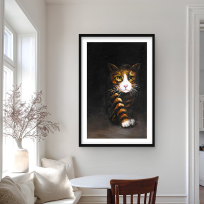 Chat discret - chambre à coucher, reproduction encadrée pour tapis