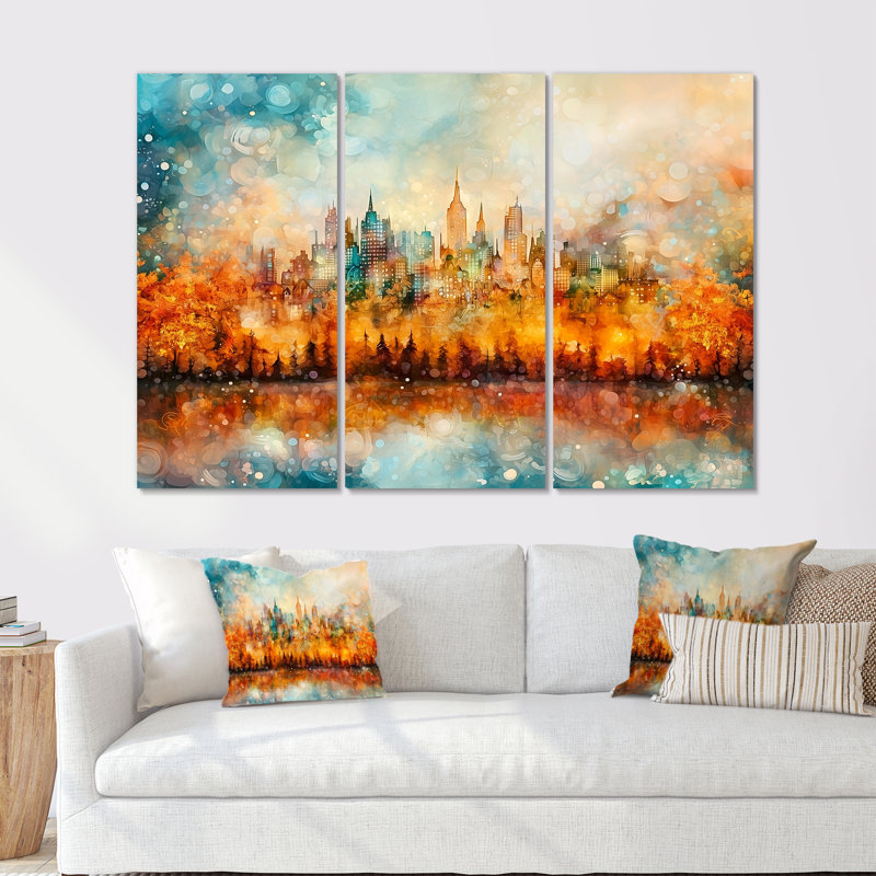 «Modern Evolve New York City Cityscape I», ensemble d'art abstrait mural transitionnel moderne, H 40 po x l 60 po