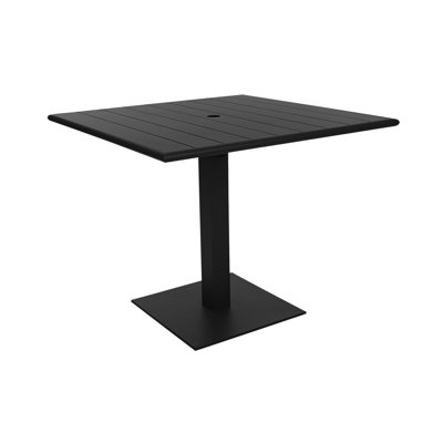 Beachcomber-Margate 32x32 Dining Height Table - Powder Coated Black - Umbrella Compatible -  BFM Seating, PHB3232BLU-18SQBLU