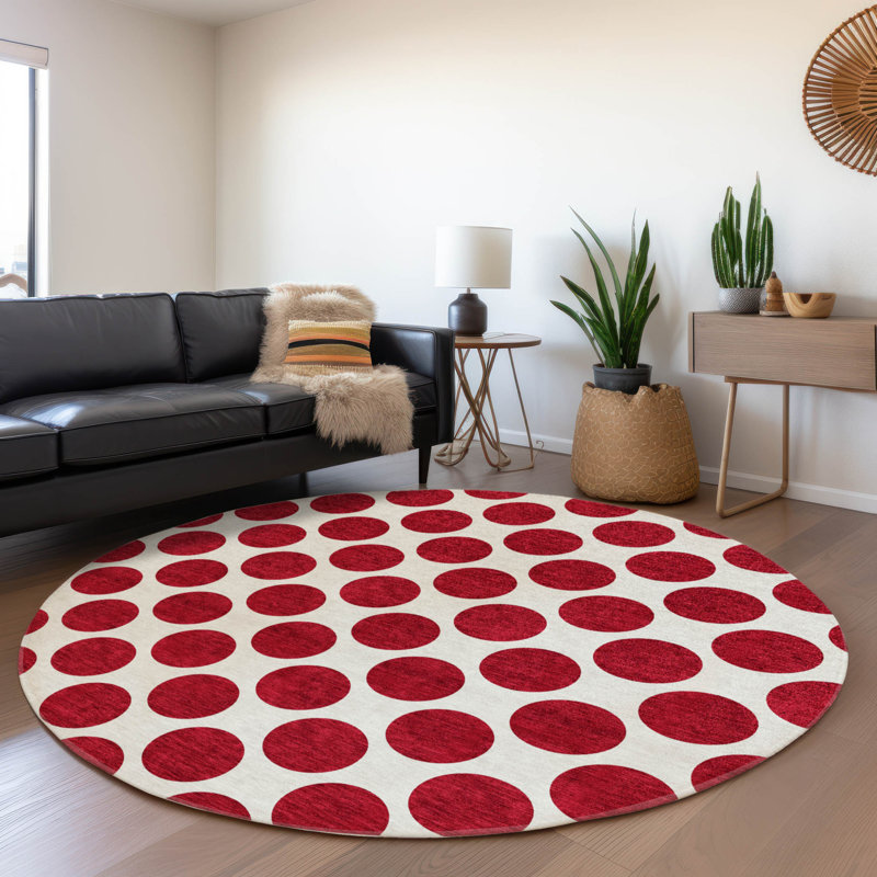 Chayden Washable Geometric Indoor / Outdoor Rug, Round 8'