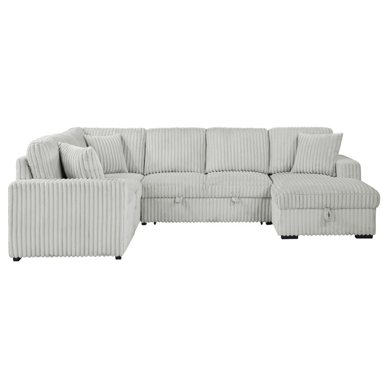 Kaddy Sleeper Sectional Sofa Storage Chaise Grey, Gray Fabric