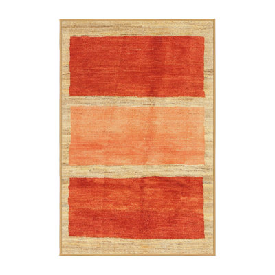 Tapis rayé orange / rouge