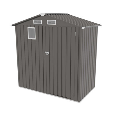 6X 3.6FT Metal Outdoor Storage Shed, Tool Shed With Peaked Roof Watertight With Clear Window And Lockable Door Compact Metal Tool Room For Garden, Backyard, Patio, Sundries And Bike Storage, Gray