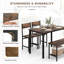 Ensemble de table de salle à manger industriel pour 4 avec banc, chaises et support de rangement, ensemble de salle à manger moderne à structure en métal-1480287762
