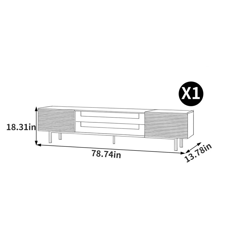 Meuble télé en cerisier de style italien, 78.74"
