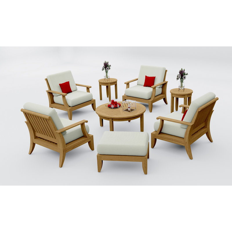 Ensemble de chaises longues en bois de teck 8 pièces Teakstation