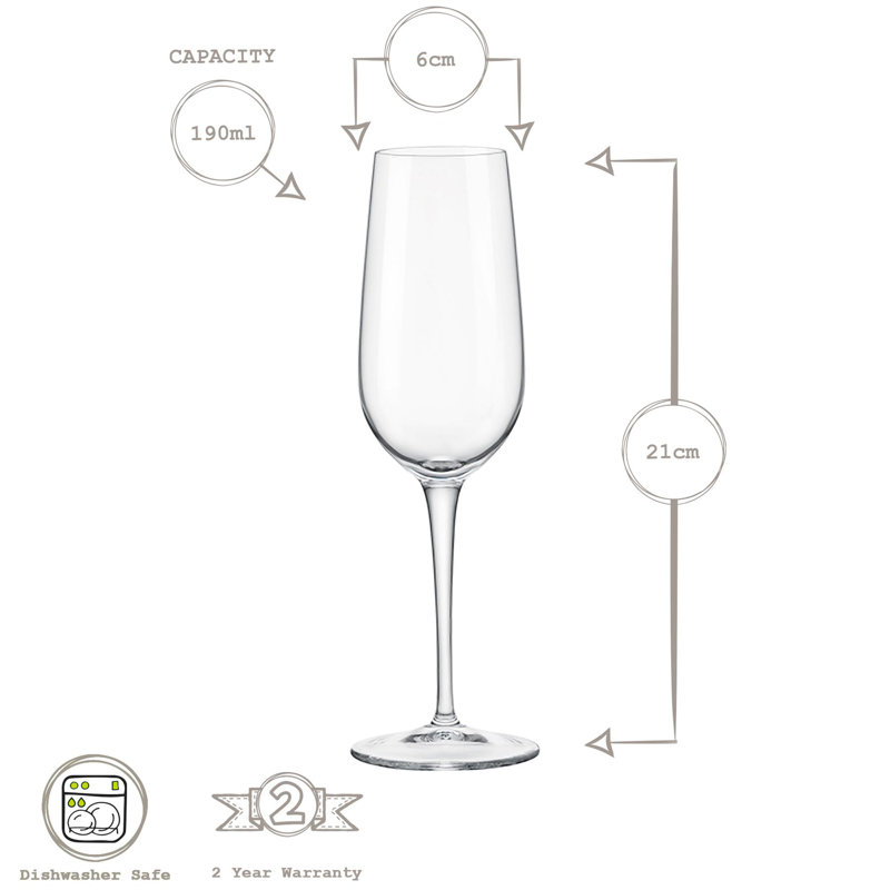 Spazio Champagne Flutes - 190ml, 12