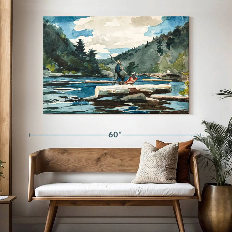 Alvord Hudson River Logging, H 34 po x l 51 po
