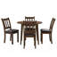 Solid Wood 5pc Dining - Round Walnut Brown Table & 4 -back Chairs Transitional Tabletop Padded Side-1829455127