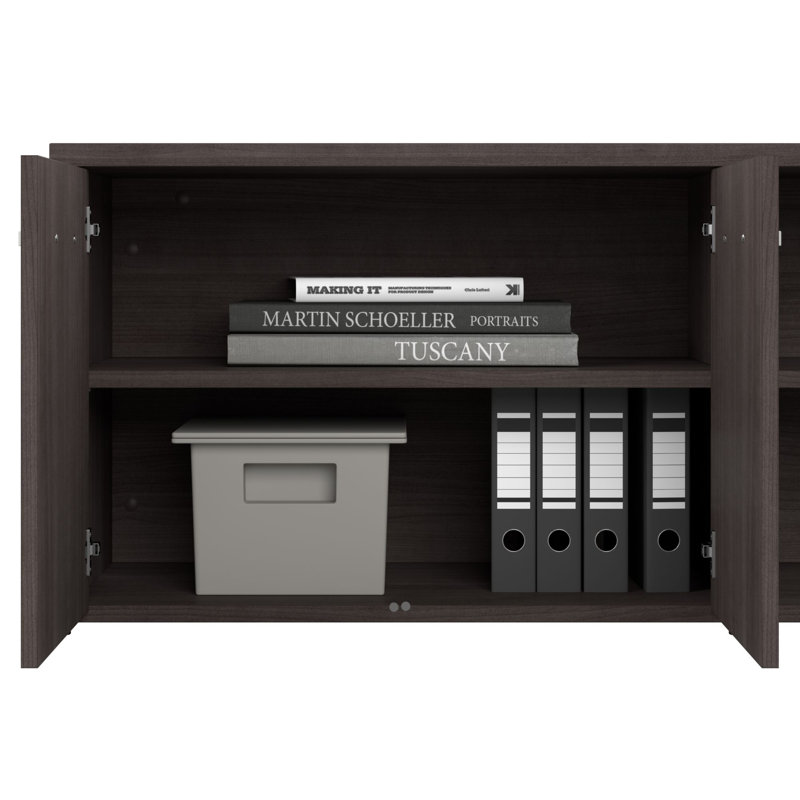 Office 500 Collection 3 Piece Rectangular 60W Computer Desk Office Set, Storm Gray