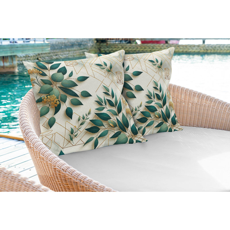 Paquet de 2 housses de coussin Ambesonne Eucalyptus, H 20 po x l 20 po, Carré