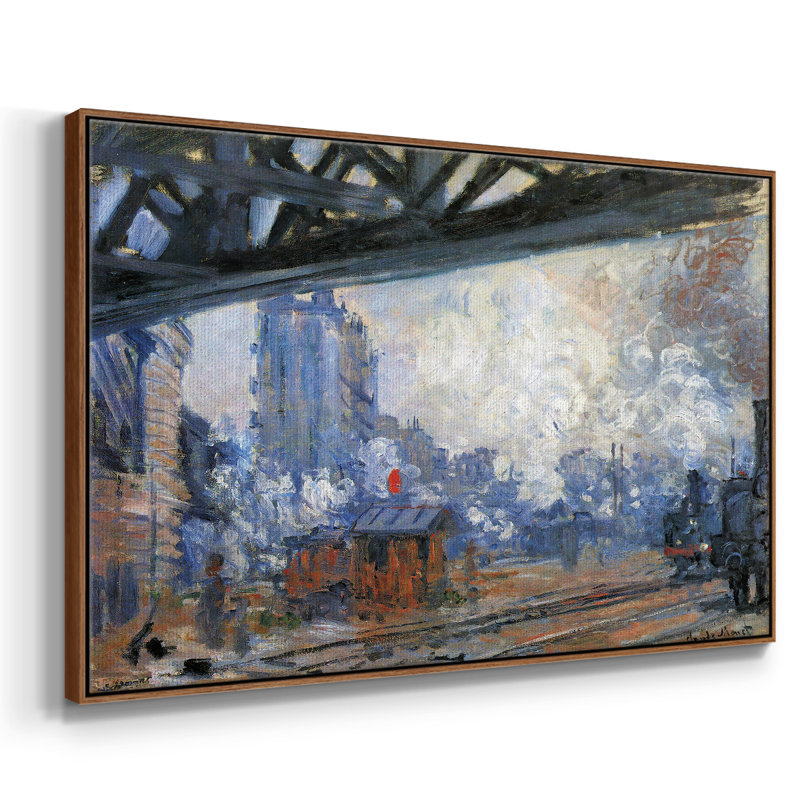 The Station Saint - Reproduction sur toile avec cadre flottant, H 25 po x l 37 po x P 2 po, Noyer