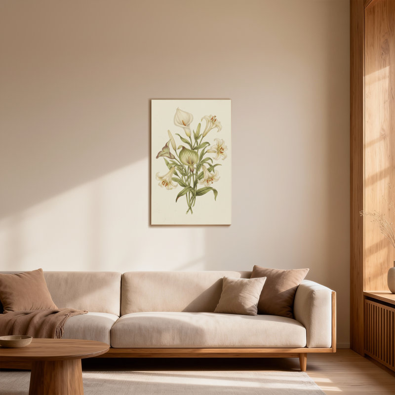 Plantes et fleurs de lys blancs avec feuilles et tiges vertes, H 12 po x l 18 po