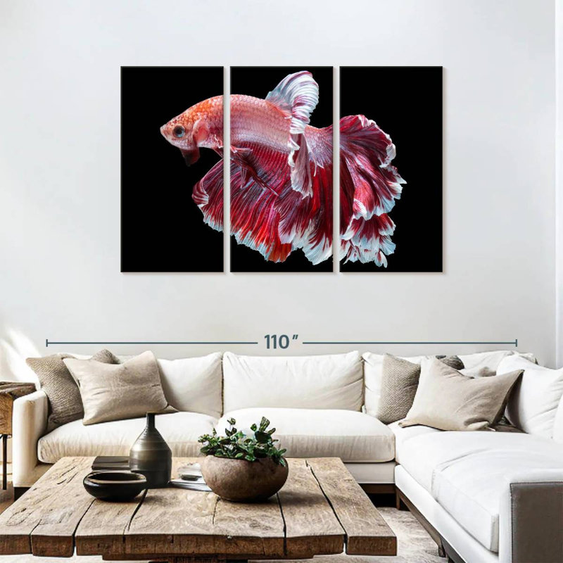 Brampt Red And White Betta Fish, 48" H x 74" W
