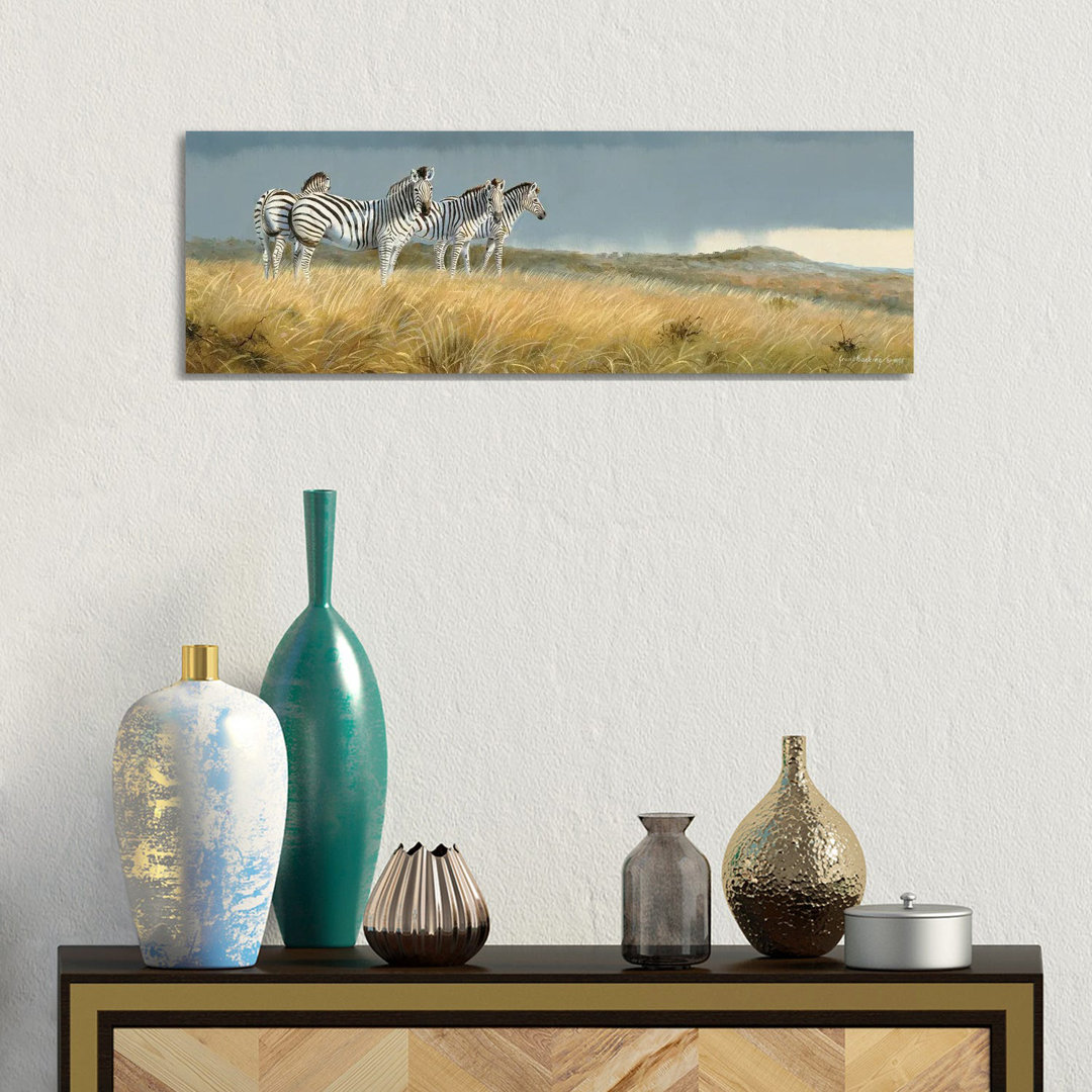 Zululand Zebras von Grant Hacking - No Frame Panoramic Gallery-Wrapped Canvas Giclée on Canvas