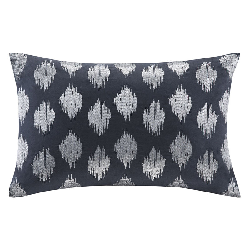 Oreiller Gracie Mills Brewer Hobbs Ikat, Bleu marine