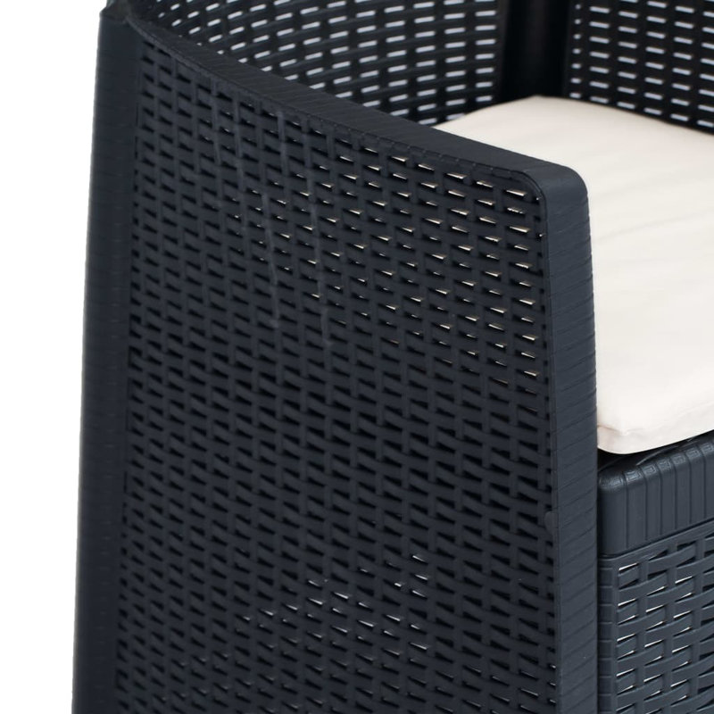Fauteuil de salle à manger de patio avec coussin Creason, Blanc crème, Noir