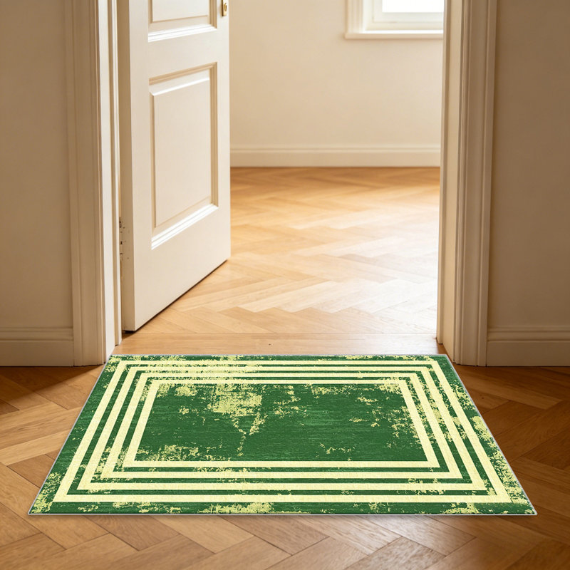 Green Multi Border carpet-easy to clean, machine-washable, soft and comfortable; suitable for door mats, kitchens, living rooms, bedrooms, corridors, and laundry areas. Easy to clean, durable carpet for home decoration.