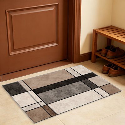 Tapis à carreaux neutres pour le salon, doux et confortable, adapté à toutes les saisons, facile à entretenir, tapis de sol intérieur lavable à la machine, sous la table de ferme convenant à la chambre à coucher, à la salle à manger, au bureau, au patio, au balcon, à la décoration intérieure