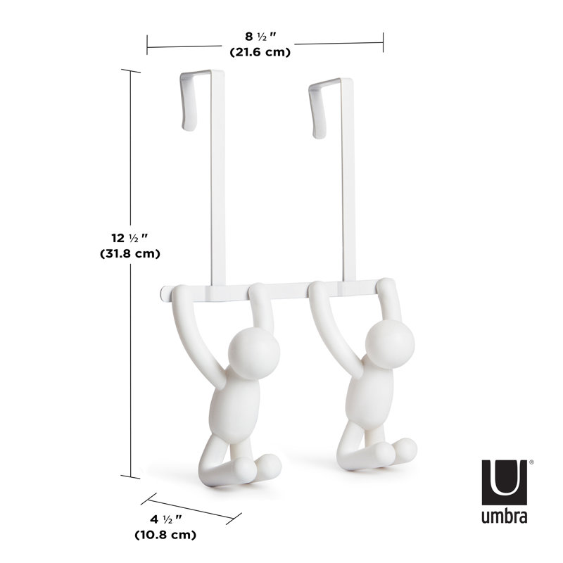 Crochet double Buddy au-dessus de la porte, rangement pour manteaux, chapeaux, serviettes, blanc