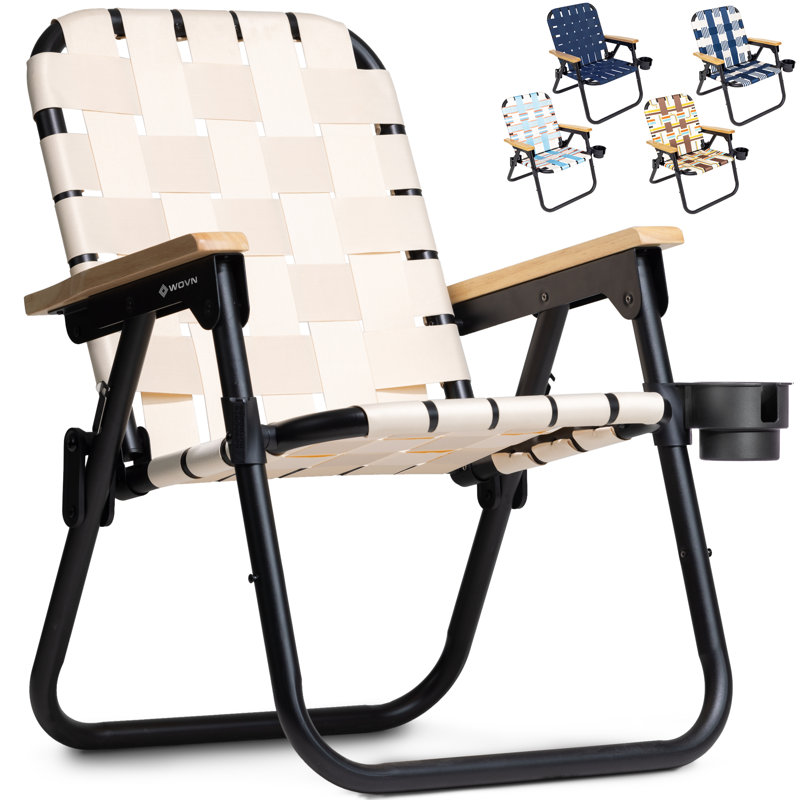 GoSports Outdoors WOVN Premium Beach & Camping Chair - Folding Backpack Chair for Adults, Tan
