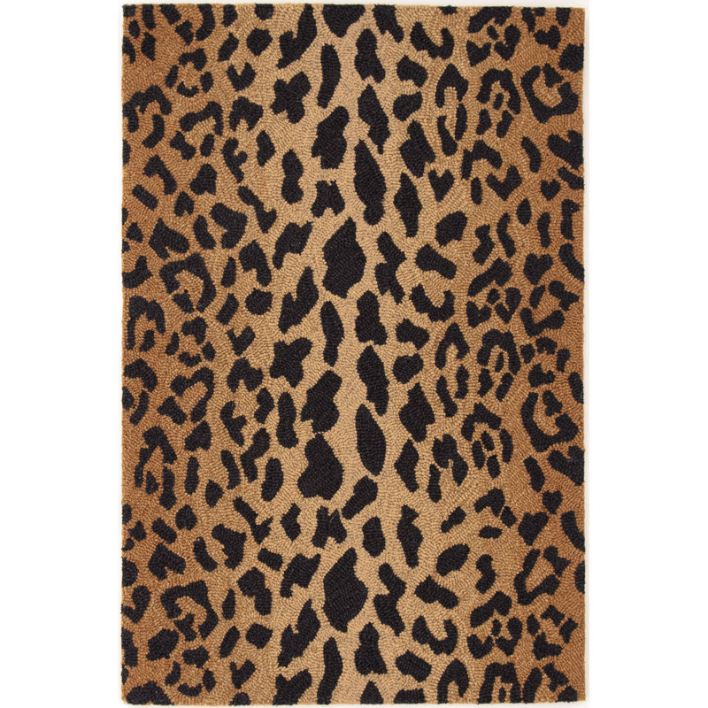 Tapis en laine crocheté à la main Leopard, Rectangle 9 pi 6 po x 13 pi 6 po