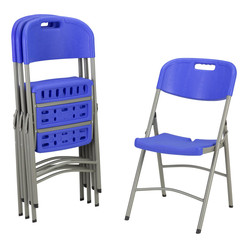 Blow-Moulded Commercial Grade Plastic Folding Chairs, Blue