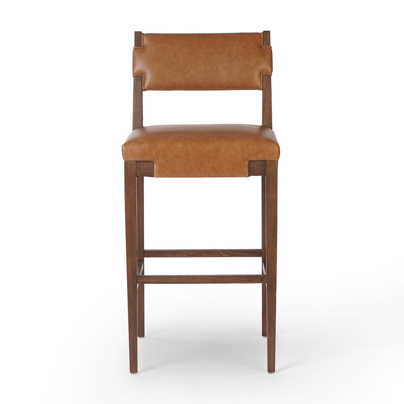Tamari Stool-Sonoma Chestnut-Bar, Brown, Brown Genuine Leather, Bar Stool (31.25" Seat Height)