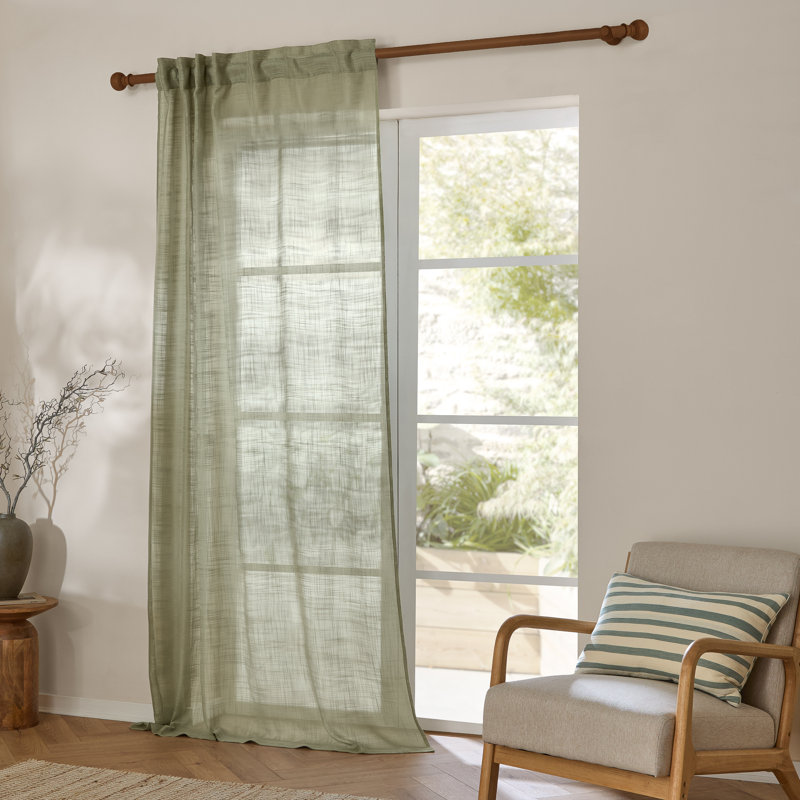 Cirrus Sheer Single Curtain Panel, Green, 250cm Width x 290cm Drop