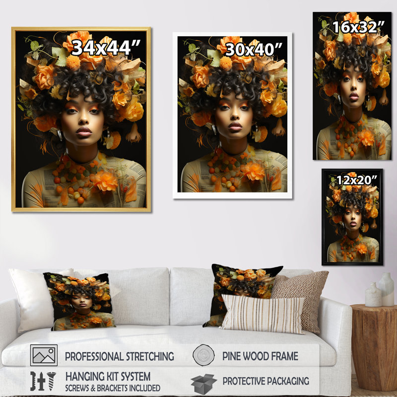 Cantaloup Cantos Portrait de femme, Toile tendue, 44" H x 34" W