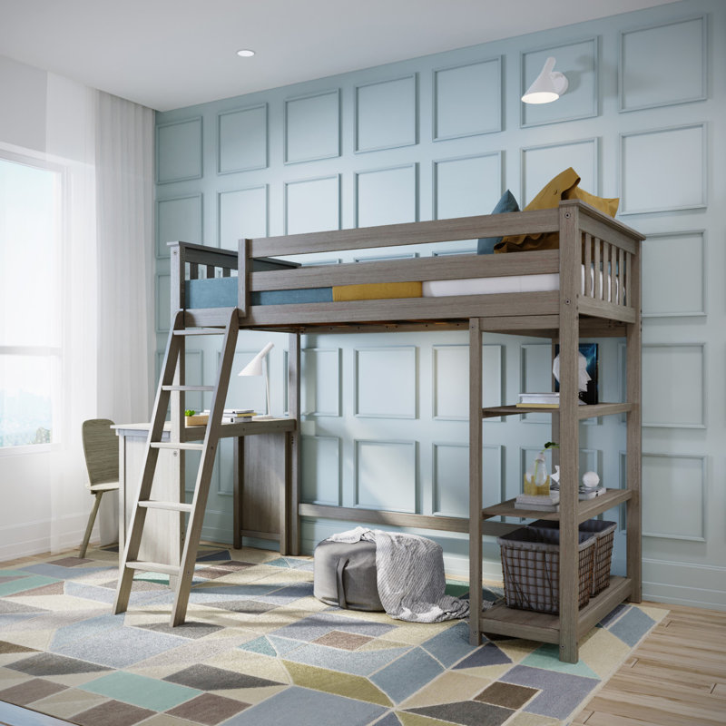 Lit mezzanine simple avec bureau Forbes, Argile
