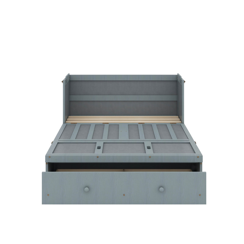 Lit escamotable double avec port USB et tiroir, Gris
