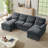 Chinelle Fabric U Shaped Double Layer Soft Sofa with Toss Pillows-1811176694