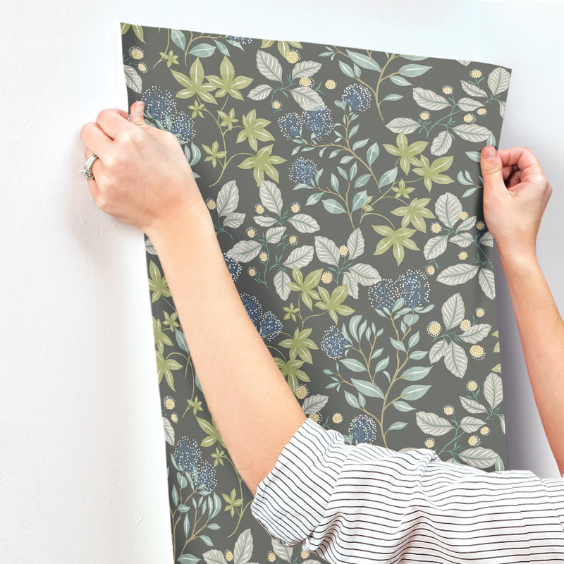 Mildred Charcoal Botanical Trail Wallpaper