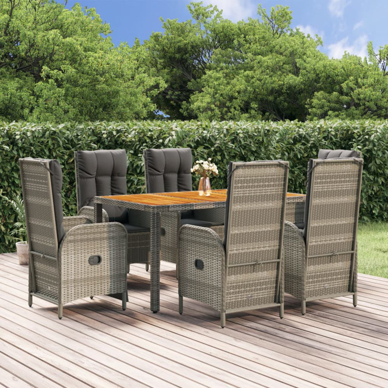 Suhasini 6 - Person Patio Dining Set with Rectangular Table , Cushions Included