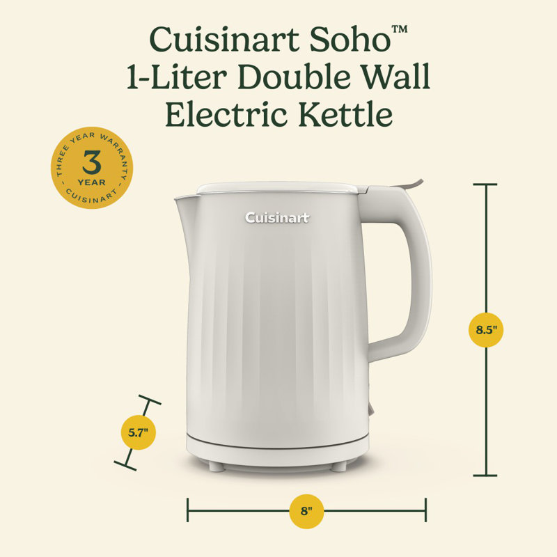 Cuisinart Soho 1-Liter Double-Wall Electric Kettle, White