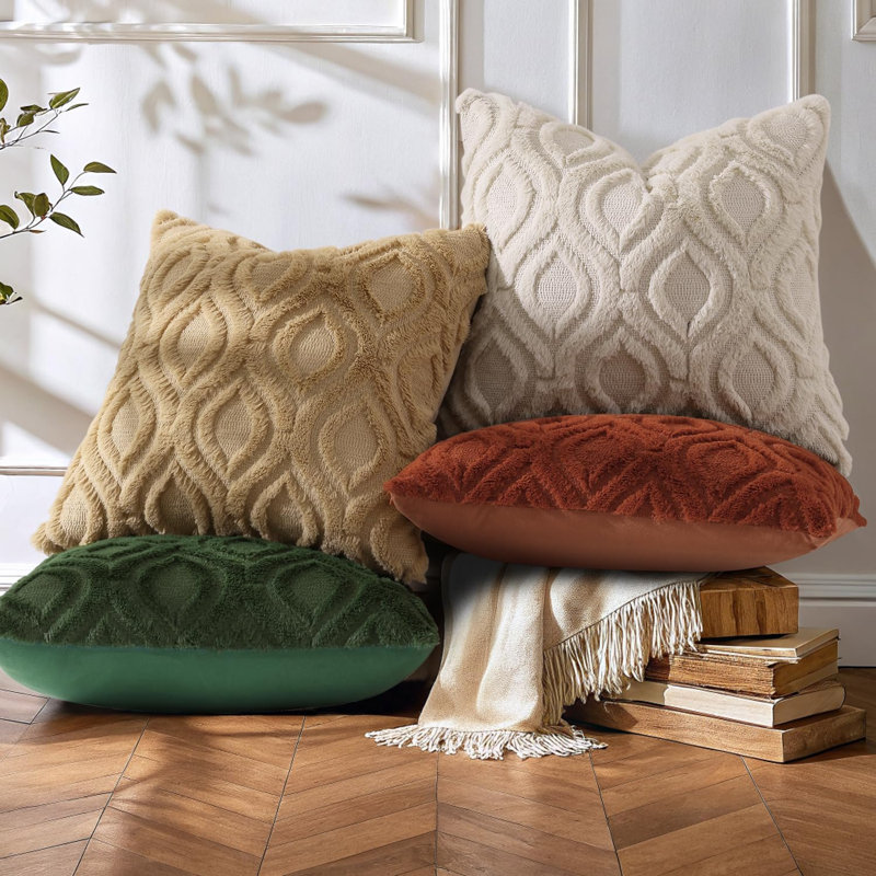 Striped Square Cushion Cover, Taupe