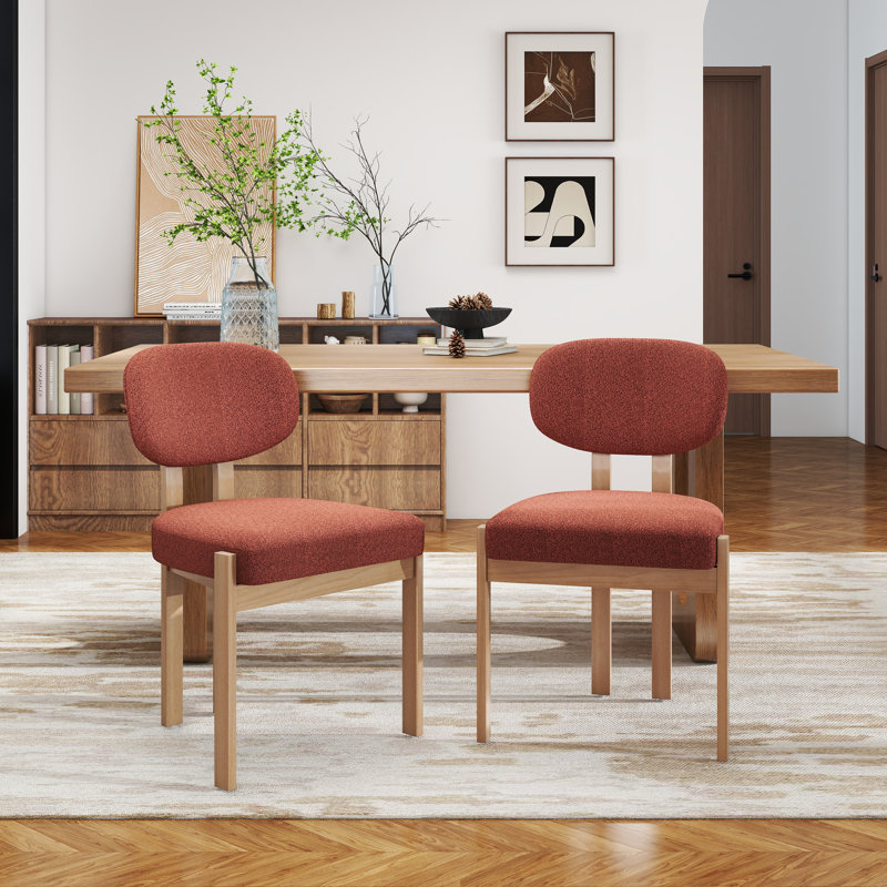 Ensemble de chaises de salle à manger en bois massif, chaises de cuisine rembourrées en tissu de style campagne moderne, 2
