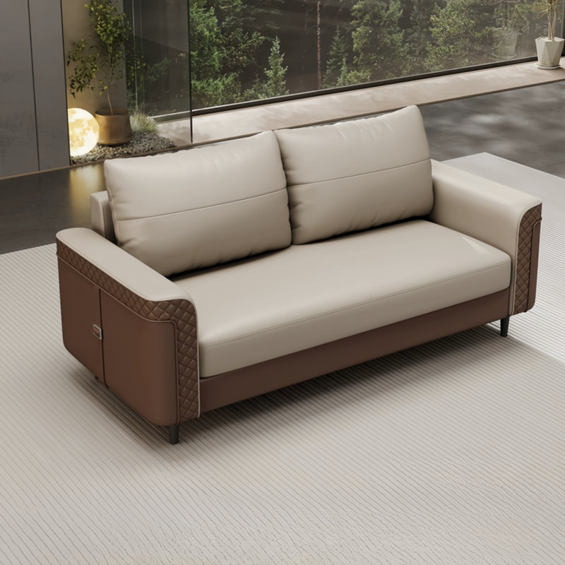 European style simple sofa, Faux Leather, 33.07" H x 58.27" W x 33.07" D