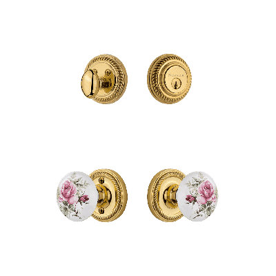 Nostalgic Warehouse Rope Rosette Entry Set with White Rose Porcelain Knob