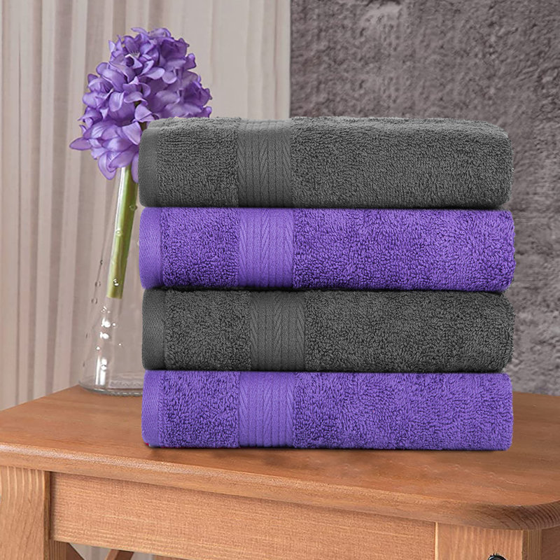 Essuie-mains 100% coton 600 g / m² couleurs assorties, Gris / Mauve