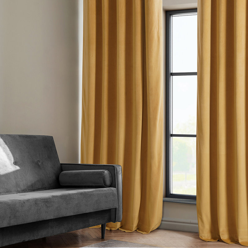 Matra Room Darkening Rod Pocket Single Curtain Panel, 50" W x 84" L, Aztec Gold