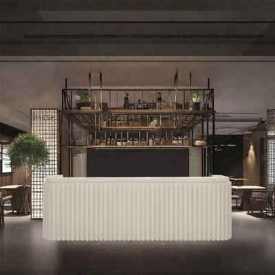 102.36-Inch Rustic Front Desk and Bar Counter with Storage and Wine Rack for Bars and Reception by KPXU Bar Counter