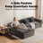 108" Cloud Modular Sectional Sofa With Chaise, Deep Seat Corduroy Boneless Couches With 4 Storage Pockets & Tray, Left Hand Facing Chaise, Grey-1355192456-1358529567