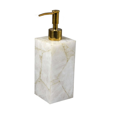 Gemstone White Quartz/GOLD FOIL  Lotion Pump